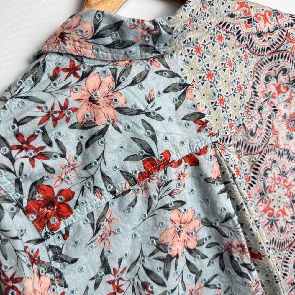 Sundance Floral Medallion Embroidered Long Sleeve Button Up Shirt Small Eyelet - Picture 5 of 10